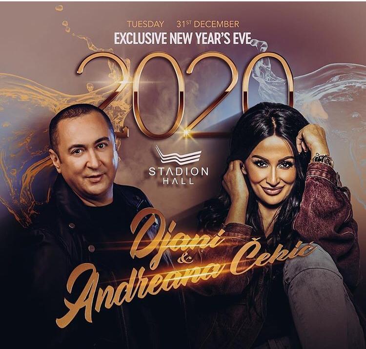 Đani i Andreana Čekić za doček Nove 2020 godine u restoranu Stadion Hall