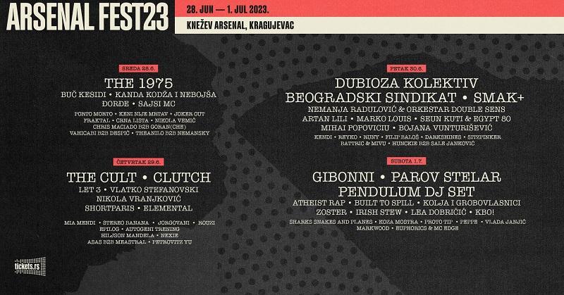 Arsenal fest od 28. juna do 1. jula u Kragujevcu uz 70 izvođača