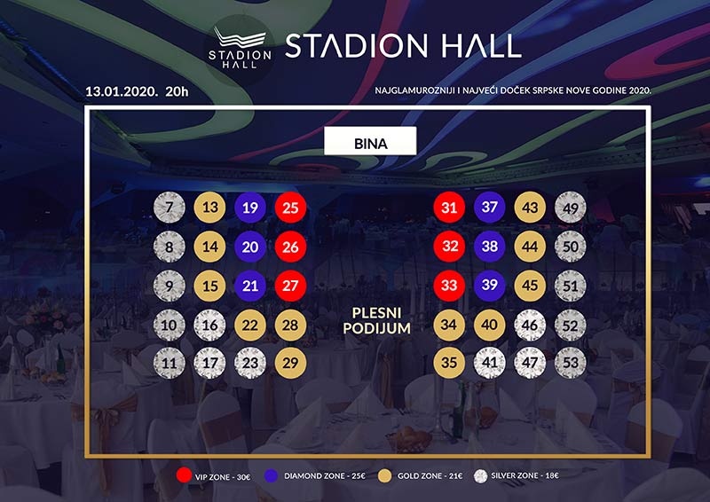 restoran stadion hall srpska nova godinA mapa sedenja